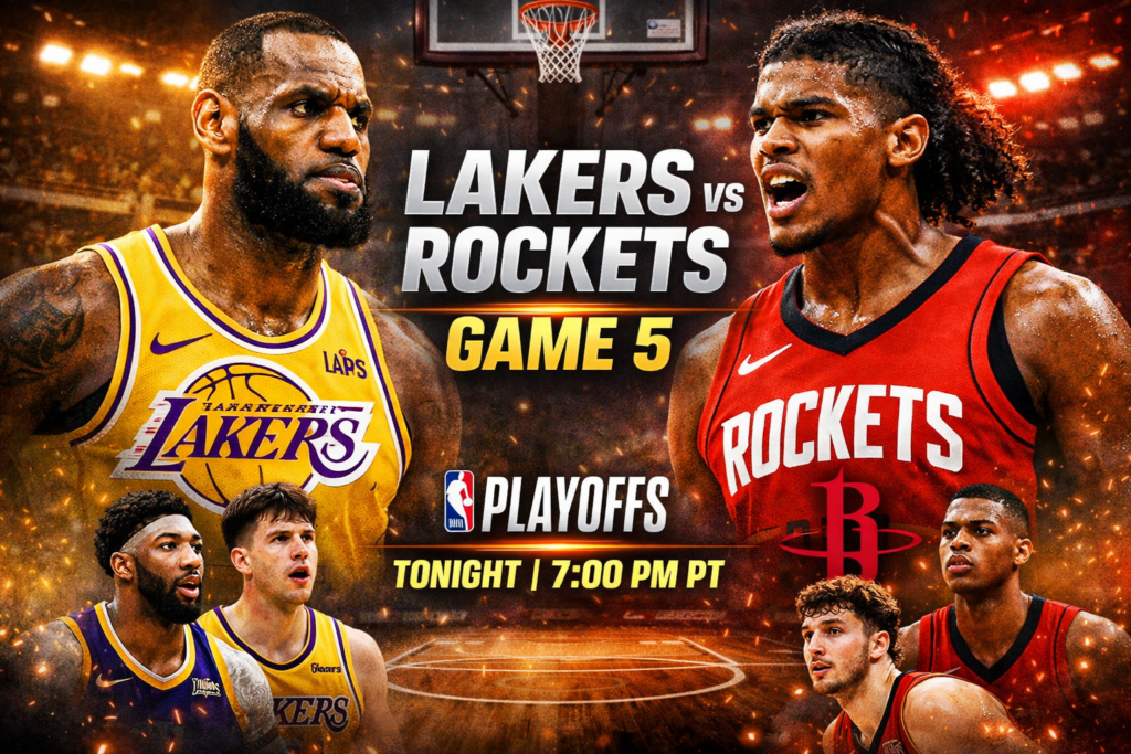 Lakers vs Rockets Game 5 preview graphic