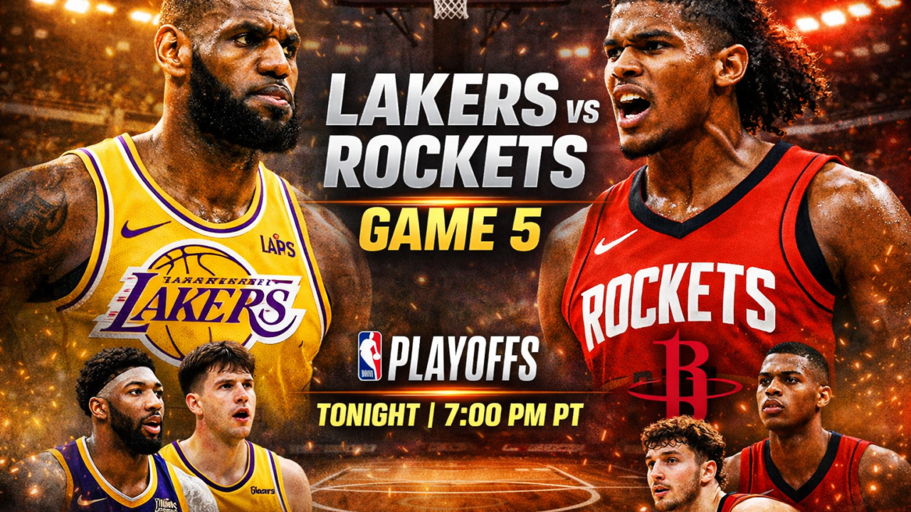 Lakers vs Rockets Game 5 preview graphic