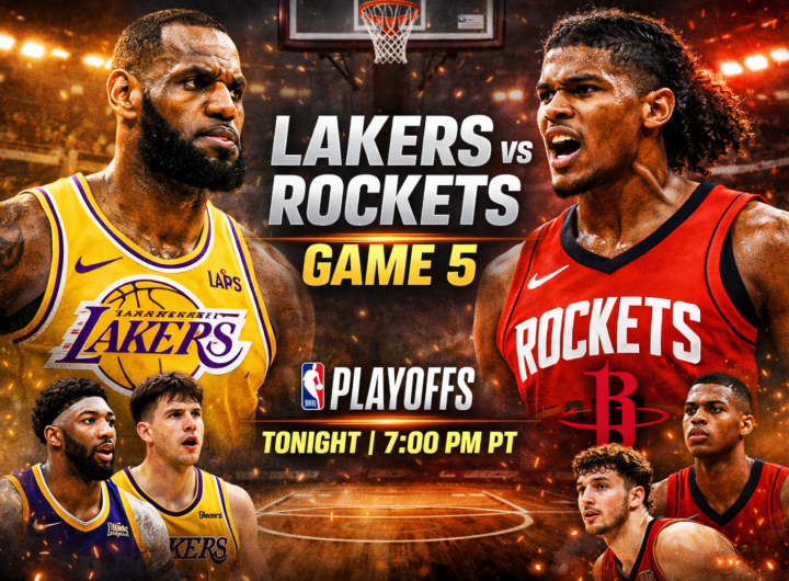 Lakers vs Rockets Game 5 preview graphic