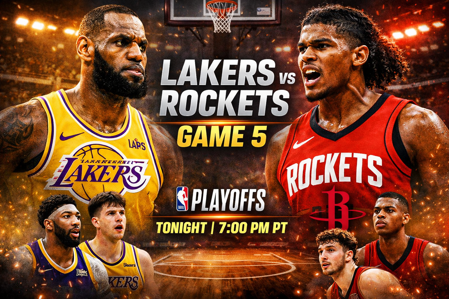 Game 5 Showdown: Lakers vs Rockets with Reaves in Doubt and Doncic Out