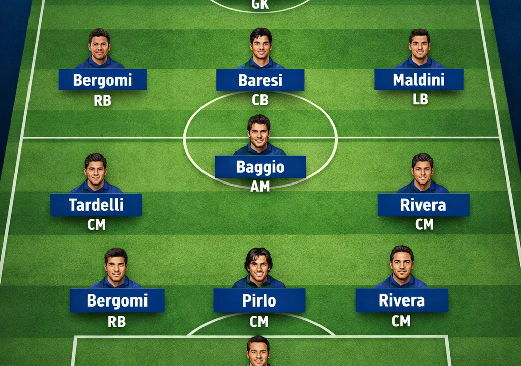 Italy all-time best XI featuring Buffon, Maldini, Pirlo and Baggio