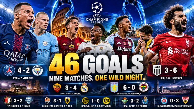 Champions League Produces 46-Goal Night as PSG Stun Man City and Real Madrid Rally
