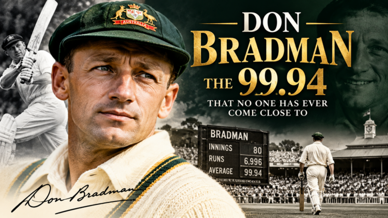 Don Bradman Test batting average 99.94 graphic, GUZ Sport Legacy series
